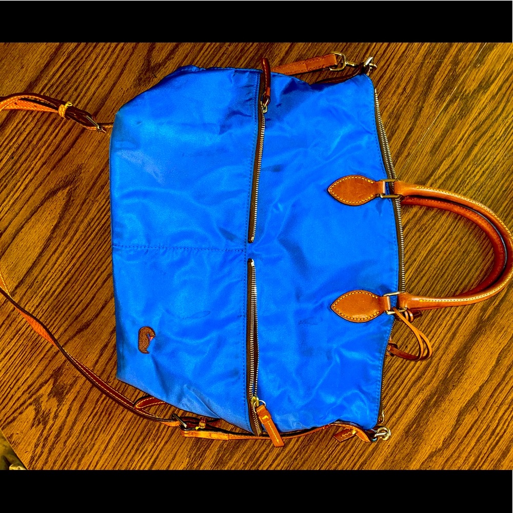 Dooney & Bourke large pocket nylon satchel in blue